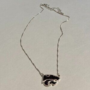 Kansas State Wildcats Rhinestone Crystal Silver Tone Pendant Necklace Adjustable